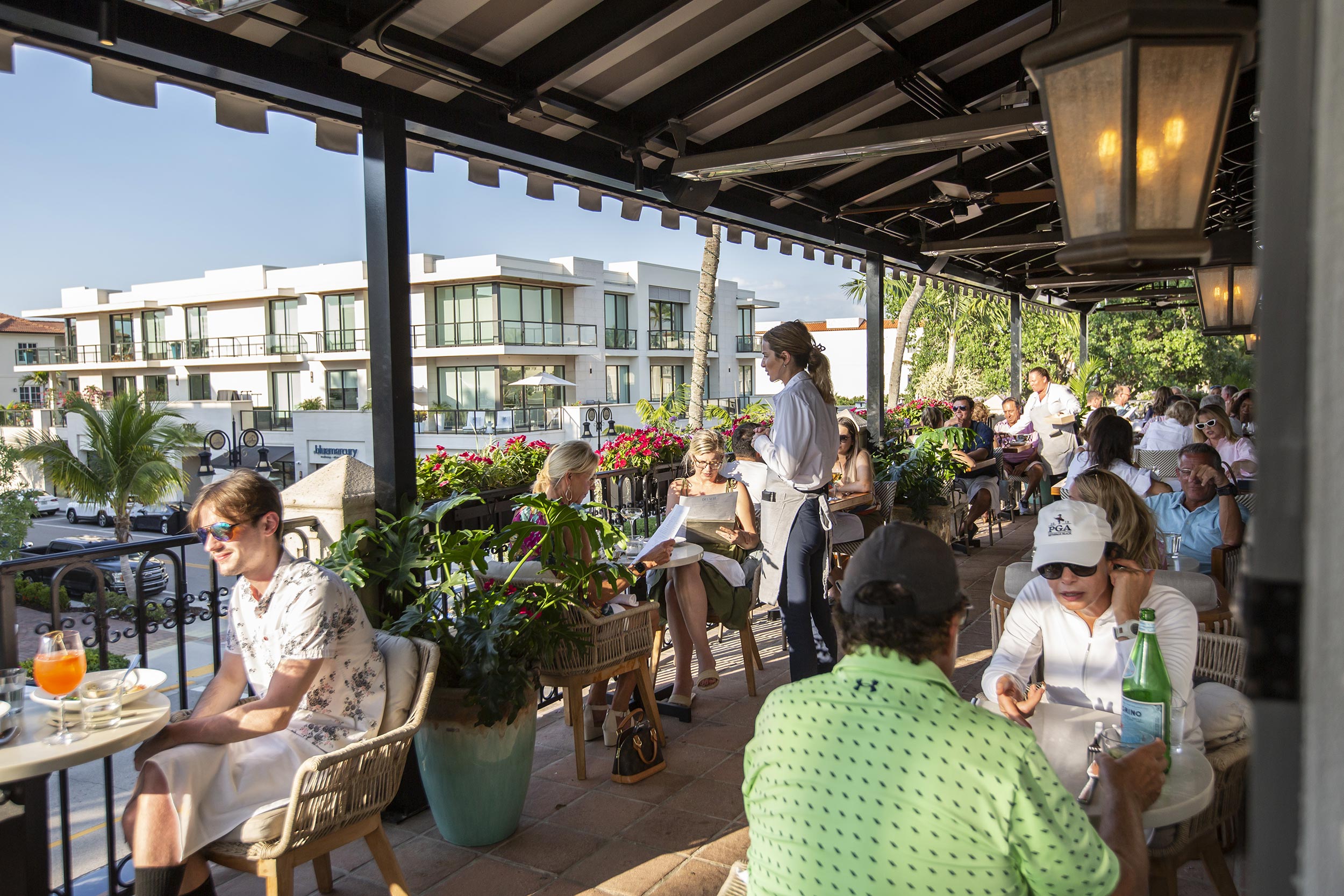 People dining outside